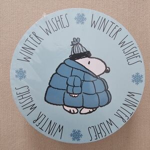 NWT Peanuts x Rae Dunn x Magenta Snoopy Puffer Winter Wishes Coasters